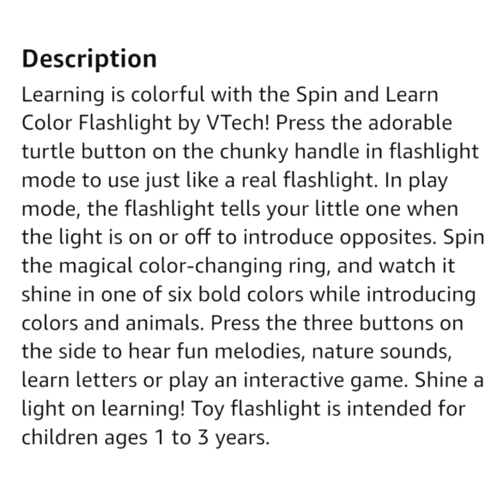 VTech Kids NIB Spin and Learn Color Flashlight‎ for 12-36M